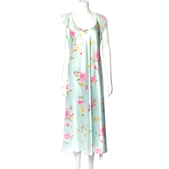 Vintage Oscar de la Renta Pink‎ Label Floral Print Long Dress Size M